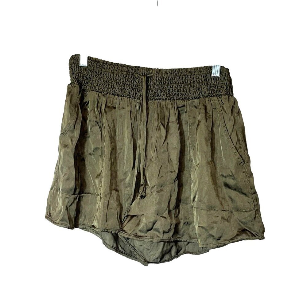 NWT AERIE XS Satin  Smocked High Waist Shorts